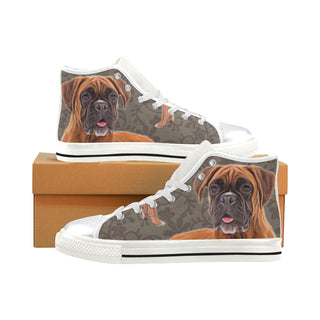 Boxer Lover White High Top Canvas Shoes for Kid - TeeAmazing