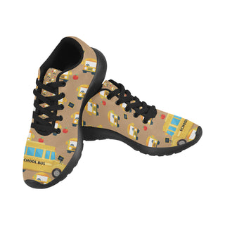 School Bus Black Sneakers for Women - TeeAmazing