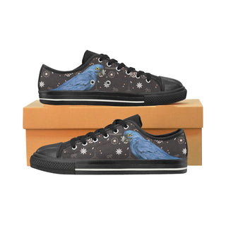 Hyacinth Macaw Parrot Black Low Top Canvas Shoes for Kid - TeeAmazing