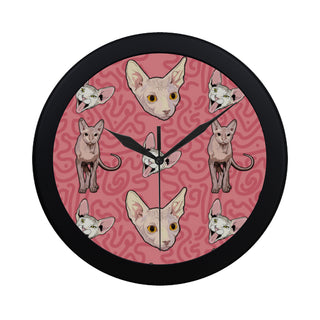 Sphynx Black Circular Plastic Wall clock - TeeAmazing