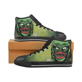 Creature on black lagoon Black High Top Canvas Shoes for Kid - TeeAmazing