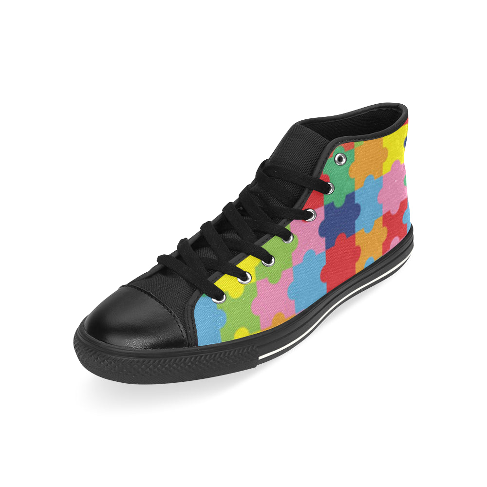 Autism Black High Top Canvas Shoes for Kid - TeeAmazing