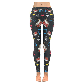 Snare Drum Pattern Low Rise Leggings (Invisible Stitch) (Model L05) - TeeAmazing