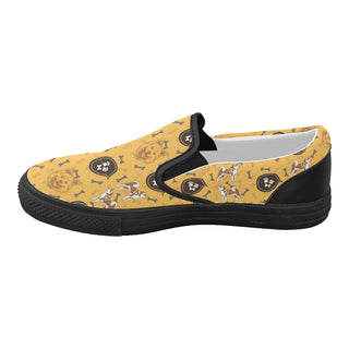 Akita Pattern Black Women's Slip-on Canvas Shoes - TeeAmazing