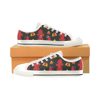 FireFighter White Low Top Canvas Shoes for Kid - TeeAmazing