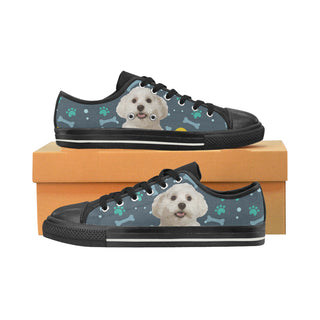 Maltese Black Low Top Canvas Shoes for Kid - TeeAmazing