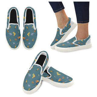 Skiing Pattern White Women's Slip-on Canvas Shoes - TeeAmazing