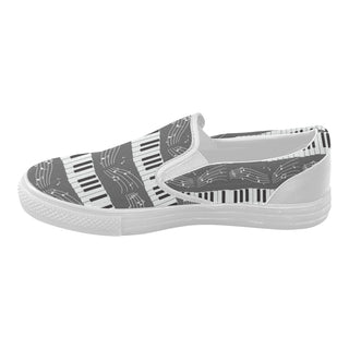 Piano Pattern White Women's Slip-on Canvas Shoes - TeeAmazing