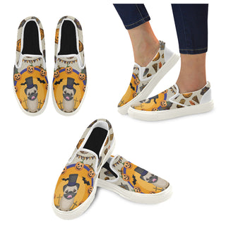 Pug Halloween White Women's Slip-on Canvas Shoes - TeeAmazing