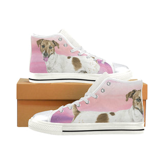 Jack Russell Terrier Water Colour No.1 White High Top Canvas Women's Shoes/Large Size - TeeAmazing