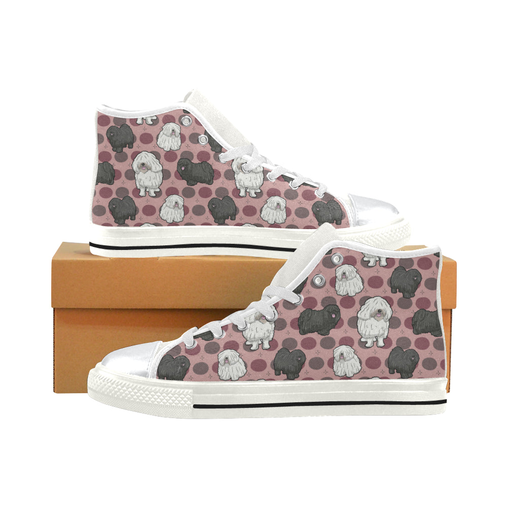 Puli Dog White High Top Canvas Women's Shoes/Large Size - TeeAmazing