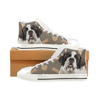St. Bernard Dog White High Top Canvas Shoes for Kid - TeeAmazing