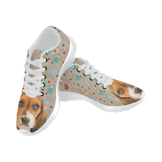 Basset Hound White Sneakers for Women - TeeAmazing