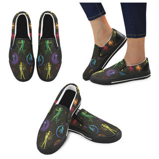 All Sailor Soldiers Black Women's Slip-on Canvas Shoes/Large Size (Model 019) - TeeAmazing
