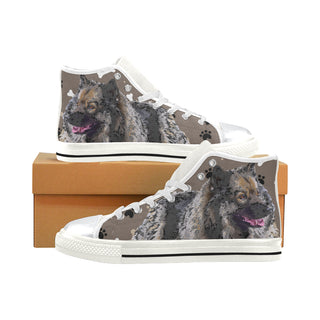 Keeshond White High Top Canvas Women's Shoes/Large Size - TeeAmazing