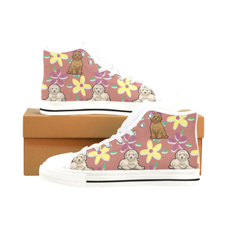Labradoodle Flower White Men’s Classic High Top Canvas Shoes /Large Size - TeeAmazing