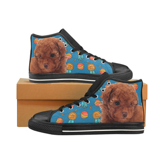 Baby Poodle Dog Black Men’s Classic High Top Canvas Shoes /Large Size - TeeAmazing