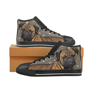 Bullmastiff Dog Black High Top Canvas Women's Shoes/Large Size - TeeAmazing
