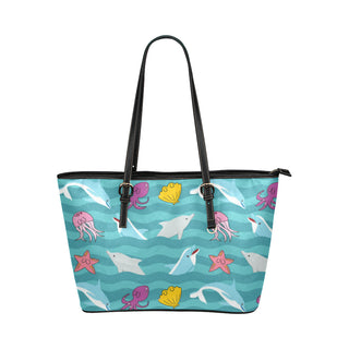 Dolphin Leather Tote Bag/Small - TeeAmazing