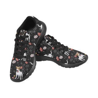 Jack Russell Terrier Flower Black Sneakers for Men - TeeAmazing