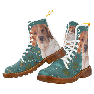 Brittany Spaniel Dog White Boots For Women - TeeAmazing