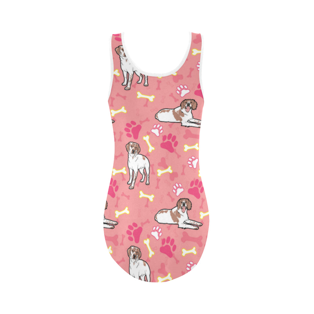 Brittany Spaniel Pattern Vest One Piece Swimsuit - TeeAmazing