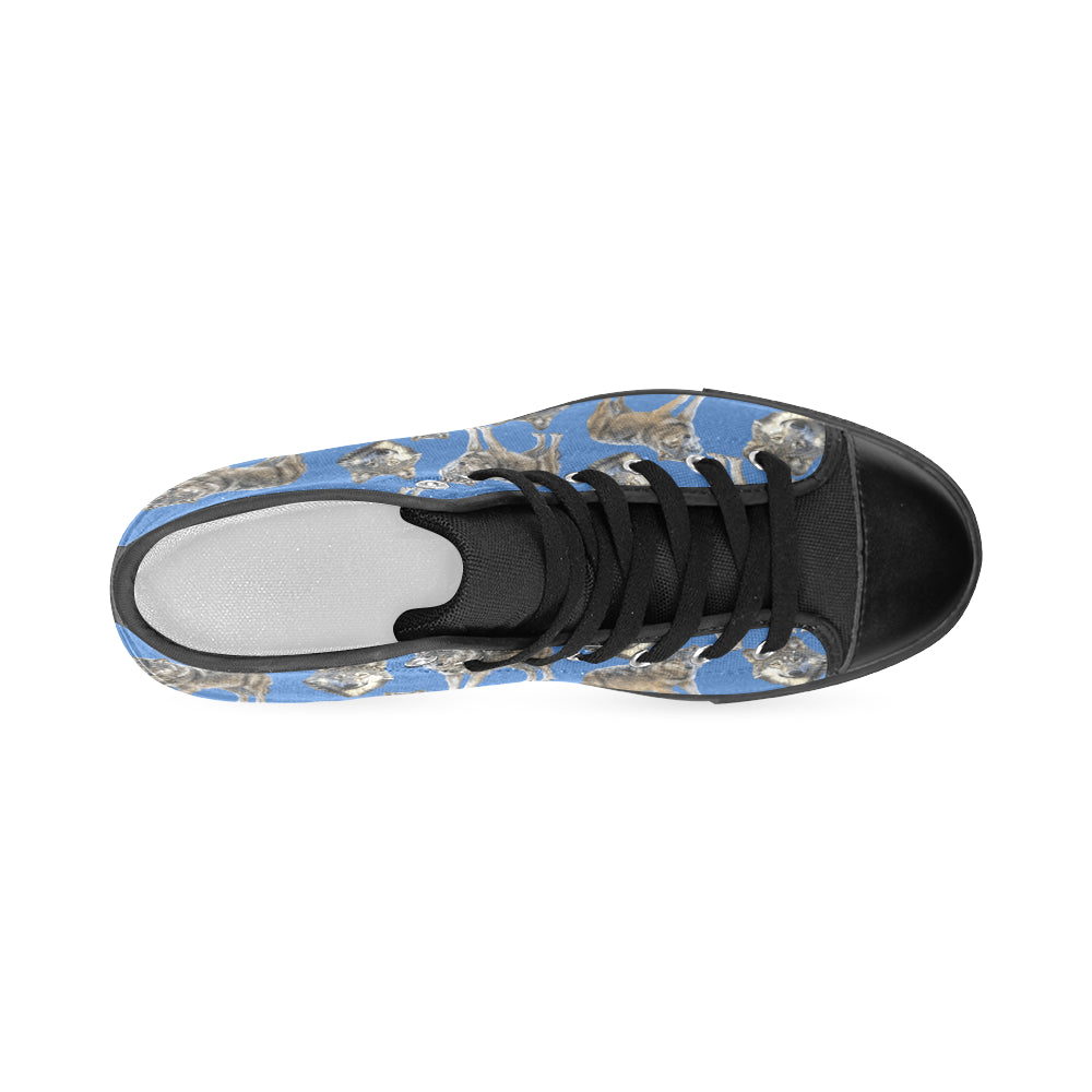 Wolf Pattern Black Women's Classic High Top Canvas Shoes - TeeAmazing
