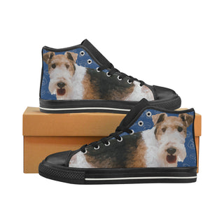 Wire Hair Fox Terrier Dog Black High Top Canvas Shoes for Kid - TeeAmazing