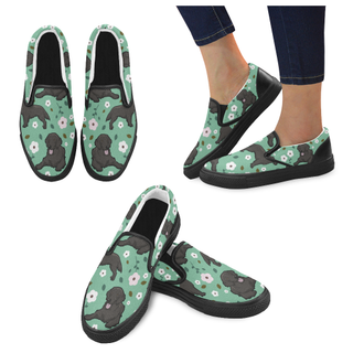 Curly Coated Retriever Flower Black Women's Slip-on Canvas Shoes - TeeAmazing