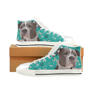 Staffordshire Bull Terrier White High Top Canvas Women's Shoes/Large Size - TeeAmazing