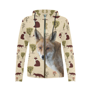 Fox All Over Print Full Zip Hoodie for Women - TeeAmazing