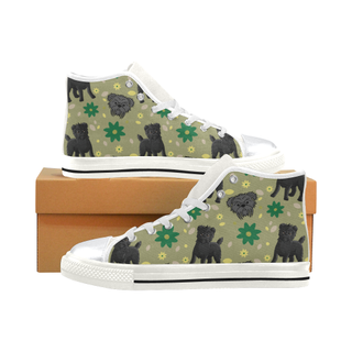 Affenpinschers Flower White High Top Canvas Shoes for Kid (Model 017) - TeeAmazing