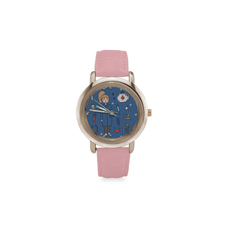 Pharmacist Pattern Women's Rose Gold Leather Strap Watch - TeeAmazing