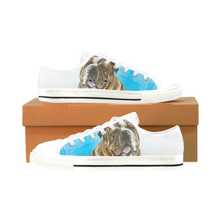 English Bulldog Water Colour No.1 White Men's Classic Canvas Shoes/Large Size - TeeAmazing