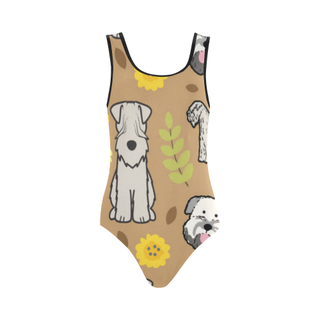 Soft Coated Wheaten Terrier Flower Vest One Piece Swimsuit (Model S04) - TeeAmazing