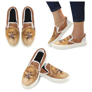 Pomeranian Dog Wihite Women's Slip-on Canvas Shoes - TeeAmazing