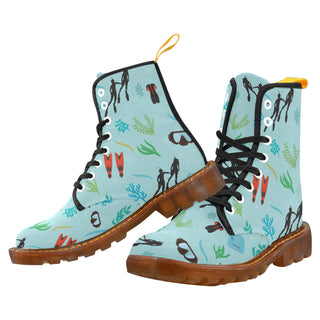 Marine Biologist Pattern Black Boots For Women - TeeAmazing