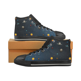 Planet Pattern Black Women's Classic High Top Canvas Shoes - TeeAmazing