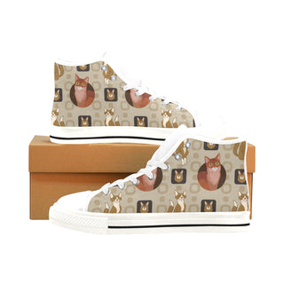 Somali Cat White Men’s Classic High Top Canvas Shoes /Large Size - TeeAmazing