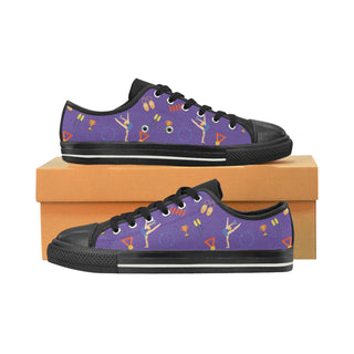 Gymnastics Pattern Black Low Top Canvas Shoes for Kid - TeeAmazing