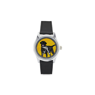 Black Labrador Kid's Stainless Steel Leather Strap Watch - TeeAmazing