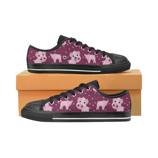 Pig Black Low Top Canvas Shoes for Kid - TeeAmazing