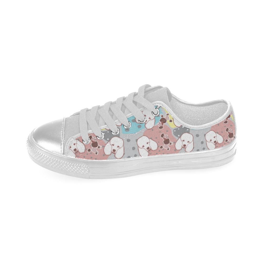 Poodle Pattern White Canvas Women's Shoes/Large Size - TeeAmazing