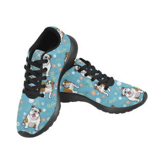 English Bulldog Flower Black Men’s Running Shoes (Model 020) - TeeAmazing