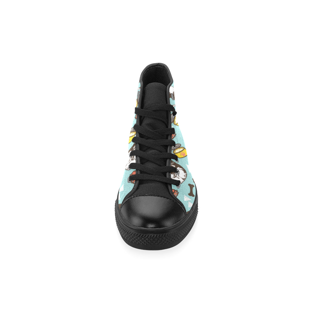 Bernese Mountain Pattern Black High Top Canvas Women's Shoes/Large Size - TeeAmazing