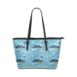 Sky Diving Leather Tote Bag/Small - TeeAmazing