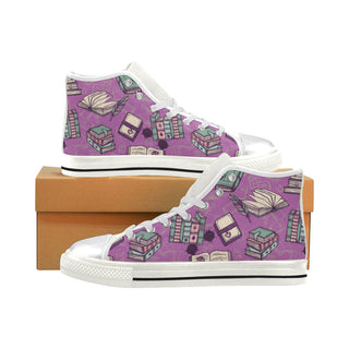 Book Lover White Women's Classic High Top Canvas Shoes - TeeAmazing