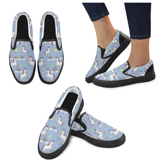 Unicorn Pattern Black Women's Slip-on Canvas Shoes - TeeAmazing