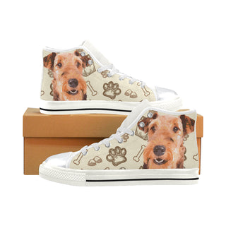 Airedale Terrier White High Top Canvas Shoes for Kid - TeeAmazing