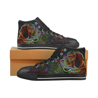 Beagle Glow Design 1 Black High Top Canvas Shoes for Kid - TeeAmazing